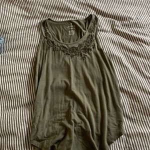 American eagle Olive green embroidered tank!!